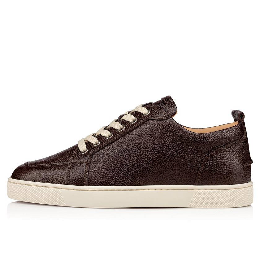 Men's Christian Louboutin Rantulow Leather Low Top Sneakers - Dark Brown [2758-639]